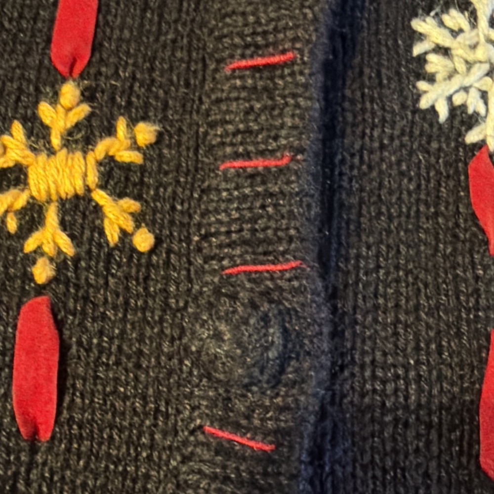 Vintage Designers Original Studio Christmas Cardigan Sweater Santa Snowman Small - Picture 6 of 8